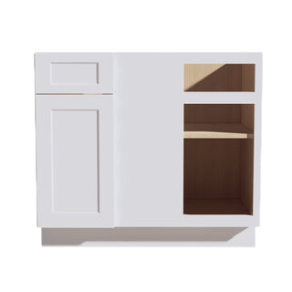 HF - BBC39/42: Frost White Shaker 39" 1 Door & 1 Drawer Blind Corner Base Cabinet - homecabinets