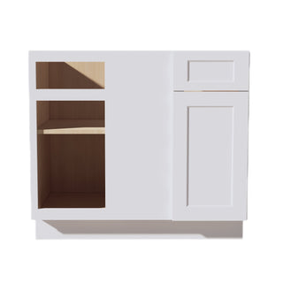 HF - BBC39/42: Frost White Shaker 39" 1 Door & 1 Drawer Blind Corner Base Cabinet - homecabinets