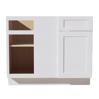 HF - BBC42/45: Frost White Shaker 42" 1 Door & 1 Drawer Blind Corner Base Cabinets - homecabinets