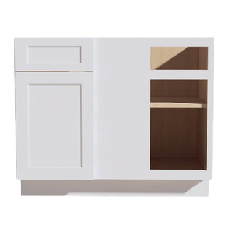 HF - BBC42/45: Frost White Shaker 42" 1 Door & 1 Drawer Blind Corner Base Cabinets - homecabinets