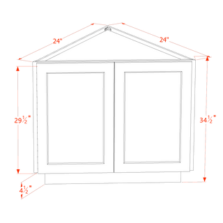 HF - BEC24: Frost White Shaker 24" 2 Full Height Door Angled End Base Cabinets - homecabinets