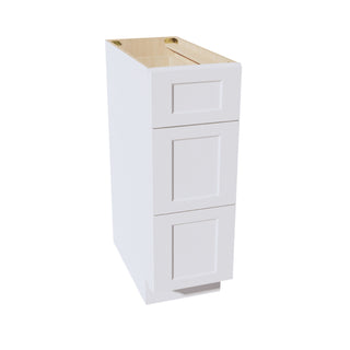 HF - DB12: Frost White Shaker 12" 3 Drawers Base Cabinet - homecabinets