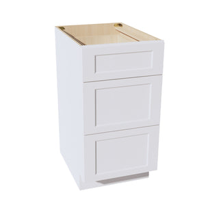 HF - DB18: Frost White Shaker 18" 3 Drawers Base Cabinet - homecabinets