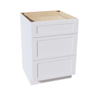 HF - DB21: Frost White Shaker 21" 3 Drawers Base Cabinet - homecabinets