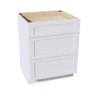 HF - DB24: Frost White Shaker 24" 3 Drawers Base Cabinet - homecabinets