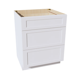 HF - DB30: Frost White Shaker 30" 3 Drawers Base Cabinet - homecabinets