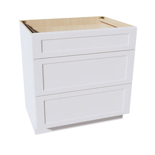 HF - DB36: Frost White Shaker 36" 3 Drawers Base Cabinet - homecabinets