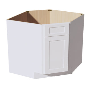 HF - DSB36: Frost White Shaker 39" 1 Door 1 False Drawer Corner Sink Base Cabinets - homecabinets