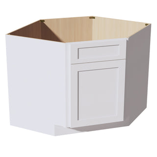 HF - DSB42: Frost White Shaker 42" 1 Door & 1 False Drawer Corner Sink Base Cabinets - homecabinets