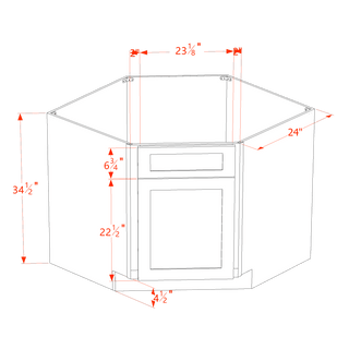 HF - DSB42: Frost White Shaker 42" 1 Door & 1 False Drawer Corner Sink Base Cabinets - homecabinets