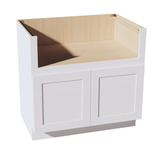 HF - FS36: Frost White Shaker 36" 2 Doors Farm House Sink Base Cabinets - homecabinets