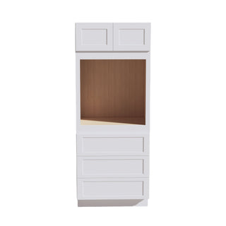 HF - OC3384: Frost White Shaker 33"W x 84"H x 24"D 2 Doors & 3 Drawers Tall Oven Shelf Cabinets - homecabinets