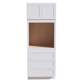 HF - OC3390: Frost White Shaker 33"W x 90"H x 24"D 2 Doors & 3 Drawers Tall Oven Shelf Cabinets - homecabinets