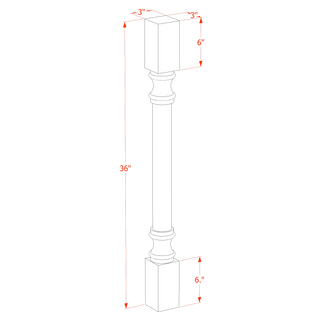 HF - RP336: Frost White Shaker 03"W x 36"H x 03"D Round Roman Pillar - homecabinets