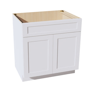 HF - SB33: Frost White Shaker 33" 2 Doors 1 False Drawer Sink Base Cabinet - homecabinets