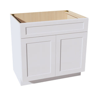 HF - SB36: Frost White Shaker 36" 2 Doors 1 False Drawer Sink Base Cabinet - homecabinets