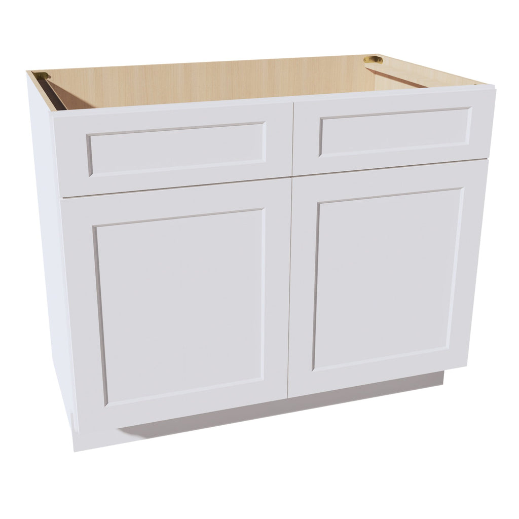 Frost White Shaker Sink Base Cabinet 42"W 2 Doors 2 Dummy Drawers ...