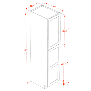 HF - TP1884: Frost White Shaker 18"W x 84"H x 24"D 2 Doors & 5 Shelves Tall Shelf Pantry Cabinets - homecabinets