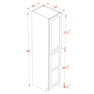 HF - TP1890: Frost White Shaker 18"W x 90"H x 24"D 2 Doors & 5 Shelves Tall Shelf Pantry Cabinets - homecabinets