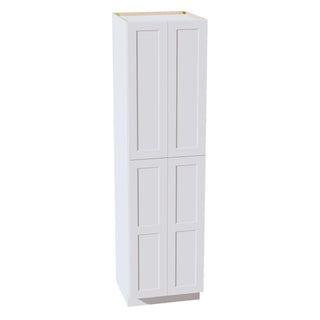 HF - TP2490: Frost White Shaker 24"W x 90"H x 24"D 4 Door & 5 Shelves Tall Shelf Pantry Cabinets - homecabinets