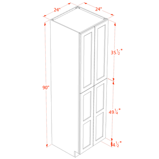 HF - TP2490: Frost White Shaker 24"W x 90"H x 24"D 4 Door & 5 Shelves Tall Shelf Pantry Cabinets - homecabinets