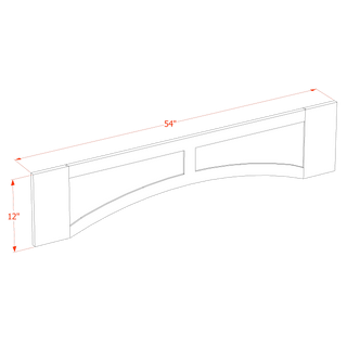 HF - VARP54: Frost White Shaker 54"W x 12"H x 3/4"D Arched Valance with Raised Panel - homecabinets