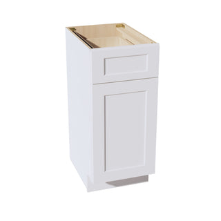 HF - VB1521: Frost White Shaker 15"W x 34 - 1/2"H x 21"D 1 Door & 1 Drawer Single Door Vanity Base Cabinets - homecabinets