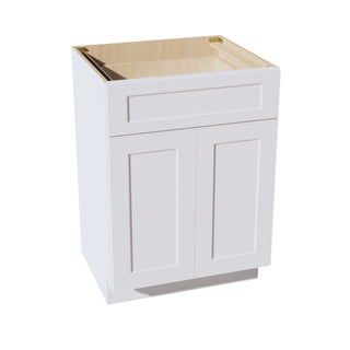 HF - VB2421: Frost White Shaker 24"W x 34 - 1/2"H x 21"D 2 Doors & 1 Drawer Double Door Vanity Base Cabinets - homecabinets