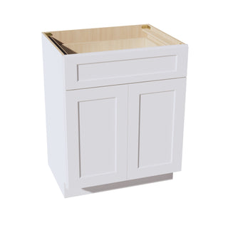 HF - VB2721: Frost White Shaker 27"W x 34 - 1/2"H x 21"D 2 Doors & 1 Drawer Double Door Vanity Base Cabinets - homecabinets