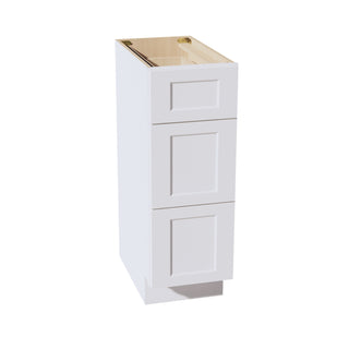 HF - VDB1221: Frost White Shaker 12"W x 34 - 1/2"H x 21"D 3 Drawers Vanity Base Cabinets - homecabinets