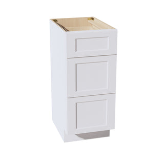 HF - VDB1521: Frost White Shaker 15"W x 34 - 1/2"H x 21"D 3 Drawers Vanity Base Cabinets - homecabinets