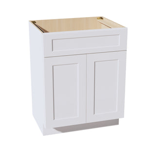 HF - VSB2721: Frost White Shaker 27"W x 34 - 1/2"H x 21"D 2 Doors & 1 False Drawer Vanity Sink Base Cabinets - homecabinets