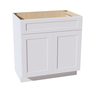 HF - VSB3321: Frost White Shaker 33"W x 34 - 1/2"H x 21"D 2 Doors & 1 False Drawer Vanity Sink Base Cabinets - homecabinets