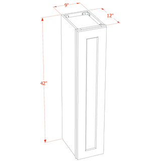 HF - W0942: Frost White Shaker 09"W x 42"H 1 Door & 3 Shelves Standard Wall Cabinet - homecabinets