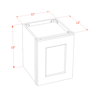 HF - W1215: Frost White Shaker 12"W x 15"H 1 Door Standard Wall Bridge Cabinet - homecabinets