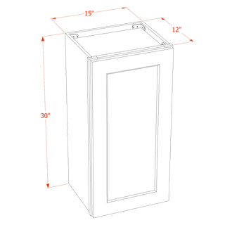 HF - W1530: Frost White Shaker 15"W x 30"H 1 Door & 2 Shelves Standard Wall Cabinet - homecabinets