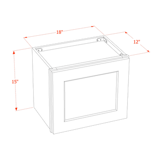 HF - W1815: Frost White Shaker 18"W x 15"H 1 Door Standard Wall Bridge Cabinet - homecabinets