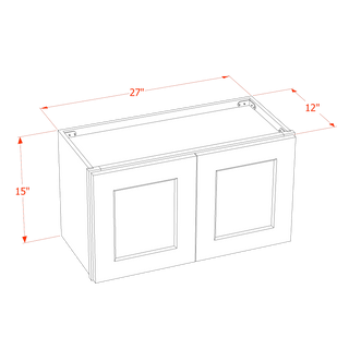 HF - W2715: Frost White Shaker 27"W x 15"H 2 Doors Standard Wall Bridge Cabinet - homecabinets