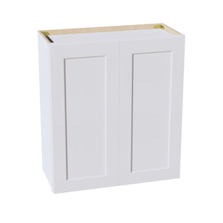 HF - W2730: Frost White Shaker 27"W x 30"H 2 Doors & 2 Shelves Standard Wall Cabinet - homecabinets