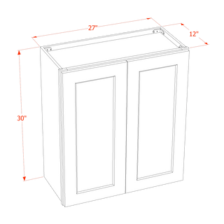 HF - W2730: Frost White Shaker 27"W x 30"H 2 Doors & 2 Shelves Standard Wall Cabinet - homecabinets