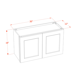 HF - W3018: Frost White Shaker 30"W x 18"H 2 Doors Standard Wall Bridge Cabinet - homecabinets