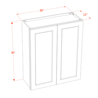 HF - W3036: Frost White Shaker 30"W x 36"H 2 Doors & 2 Shelves Standard Wall Cabinet - homecabinets