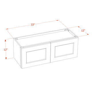 HF - W3312: Frost White Shaker 33"W x 12"H 2 Doors Standard Wall Bridge Cabinet - homecabinets