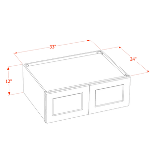 HF - W331224: Frost White Shaker 33"W x 12"H x 24"D 2 Doors Standard Bridge Wall Cabinet - homecabinets