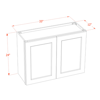 HF - W3324: Frost White Shaker 33"W x 24"H 2 Doors Standard Wall Bridge Cabinet - homecabinets