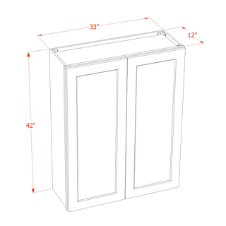 HF - W3342: Frost White Shaker 33"W x 42"H 2 Doors & 3 Shelves Standard Wall Cabinet - homecabinets