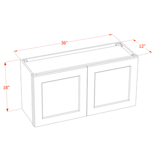 HF - W3618: Frost White Shaker 36"W x 18"H 2 Doors Standard Wall Bridge Cabinet - homecabinets