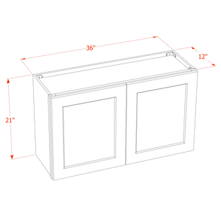 HF - W3621: Frost White Shaker 36"W x 21"H 2 Doors Standard Wall Bridge Cabinet - homecabinets