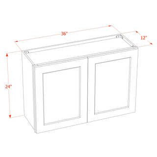 HF - W3624: Frost White Shaker 36"W x 24"H 2 Doors Standard Wall Bridge Cabinet - homecabinets