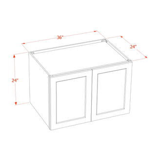 HF - W362424: Frost White Shaker 36"W x 24"H x 24"D 2 Doors & 1 Shelf Standard Bridge Wall Cabinet - homecabinets